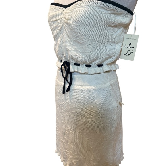 White Lace two-piece Texture Halter Ruffle Mini Skirt Two Piece. New with tag - Picture 6 of 12